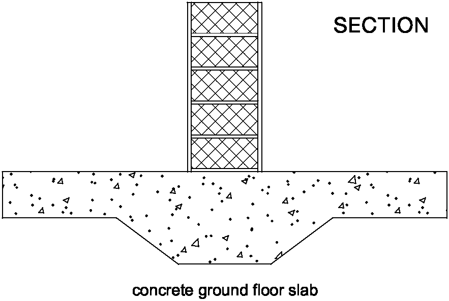 Diagram 2-12: Wall type 1  concrete ground floor soundproofing