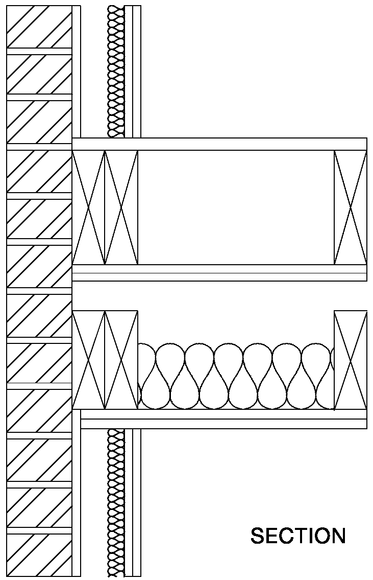 Diagram 4-5: Floor treatment 1 - wall treatment 1 soundproofing